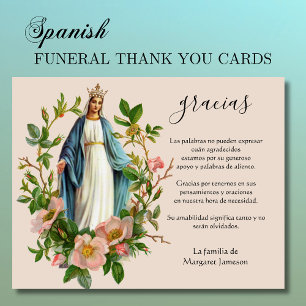 Cartão De Agradecimento Virgem Católica Espanhola Mary Condolência