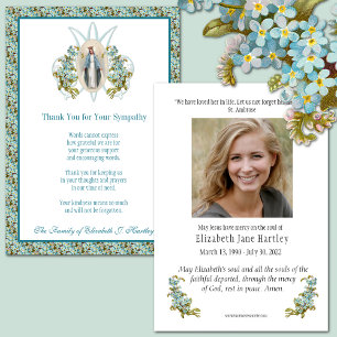 Cartão De Agradecimento Virgem Católica Mary Simpatia Funeral