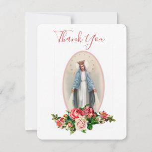 Cartão De Agradecimento Virgem funerária Mary Floral Religiosa Católica