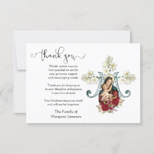 Cartão De Agradecimento Virgem Maria Jesus Religioso Obrigado Condolência