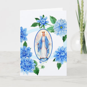 CARTÃO DE AGRADECIMENTO VIRGEM MARIA OBRIGADA DALIAS AZUIS