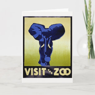 Cartão De Agradecimento Visite o Zoológico - Elefante - Poster de Vintage