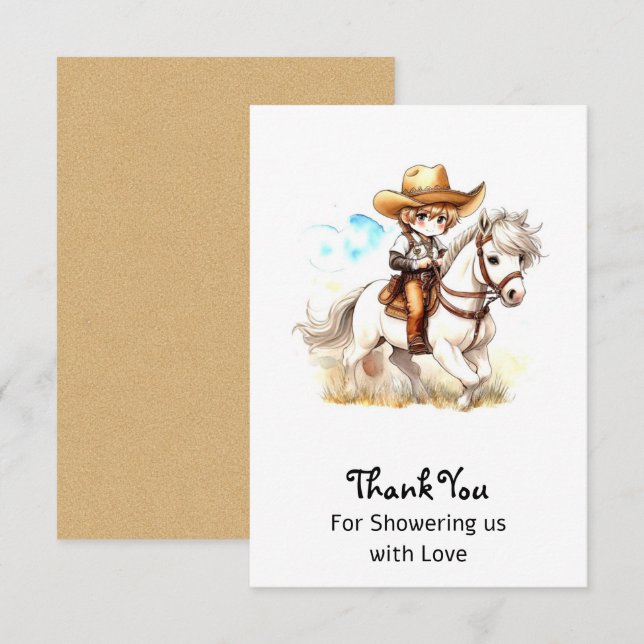 Cartão De Agradecimento Vislumbre do Ocidente: Chá de fraldas Russo de Cow (Frente/Verso)