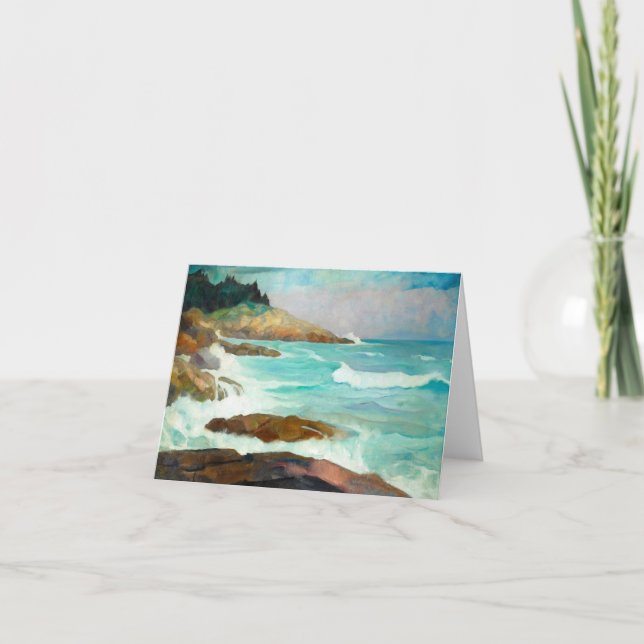 Cartão De Agradecimento Vista da Costa do Maine por Newell Convers Wyeth (Frente)