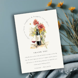 Cartão De Agradecimento Viva, Casamento Floral Amarelo Vermelho