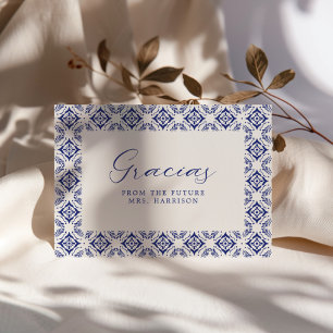 Cartão De Agradecimento Viva La Novia Blue Talavera Chá de Noiva