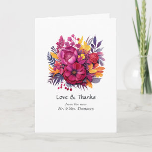 Cartão De Agradecimento Viva Magenta Floral Wedding
