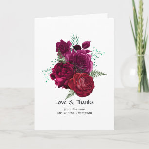 Cartão De Agradecimento Viva Magenta Foto Floral De Casamento