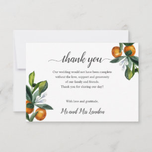 Cartão De Agradecimento Vivid Tangerine Orange Buquê obrigado de casament