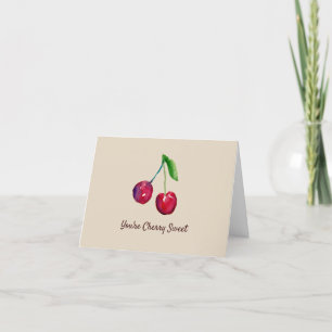 Cartão De Agradecimento Você é Cherry Sweet Watercolor Fruta Thanik