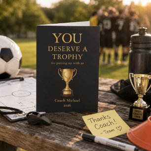 Cartão De Agradecimento Você Merece um Troféu Coach Divertido Time Elegant