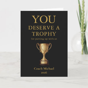 Cartão De Agradecimento Você Merece um Troféu Coach Divertido Time Elegant