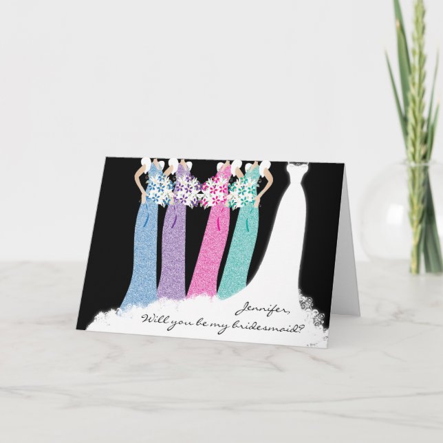 Cartão De Agradecimento Você será minha dama de Bridesmaid? (Frente)