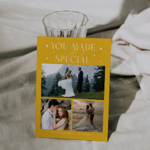 Cartão De Agradecimento Você Tornou Especial Foto de Casamento Amarelo