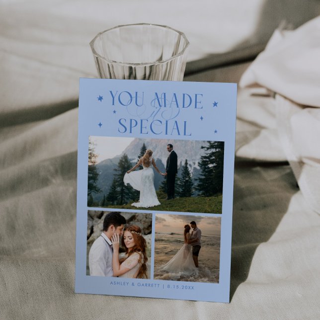 Cartão De Agradecimento Você Tornou Especial Foto de Casamento Azul Gélido (Criador carregado)