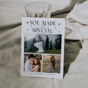 Cartão De Agradecimento Você Tornou Especial Foto de Casamento Branco