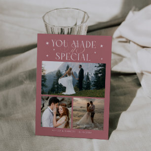 Cartão De Agradecimento Você Tornou Especial Foto de Casamento Rosa