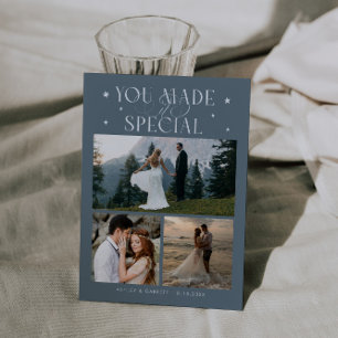 Cartão De Agradecimento Você Tornou Especial Fotografia de Casamento Azul