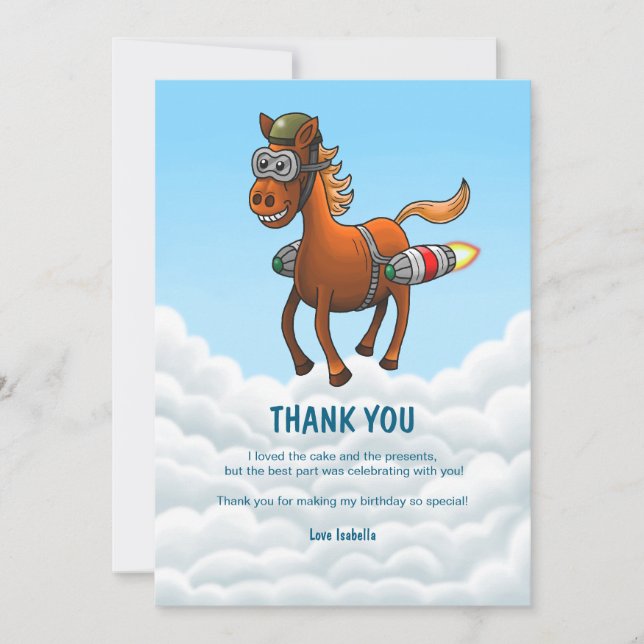 Cartão De Agradecimento Voo do Rocket Pony (Frente)