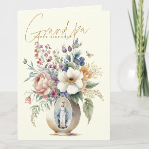 Cartão De Agradecimento Vovô Feliz Aniversário Floral Religioso