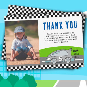 Cartão De Agradecimento Vroom Vroom Racing Car Road Boy Foto Aniversário