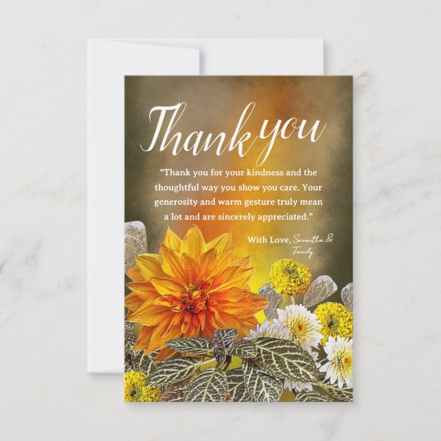 Cartão De Agradecimento Warm Sunset Floral Thank You Card (Frente)