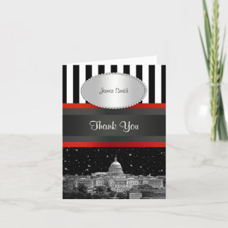Cartão De Agradecimento Washington DC Skyline Blk What Stripe P Obrigado