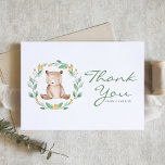 Cartão De Agradecimento Watercolor Bear Bear Greenery Wreath Chá de fralda<br><div class="desc">Mostre seu apreço aos seus convidados com este obrigado de chá de fraldas personalizável, com um cartaz com aquarela cercado por uma coroa verde. Personalize-o com seus próprios detalhes. Este obrigado de urso é perfeito para chás de fraldas, festas de aniversário e muito mais com temas relacionados à floresta. Itens...</div>