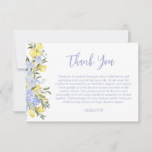 Watercolor Blue Citrus Lemon Bridal Shower
