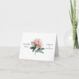 Cartão De Agradecimento Watercolor Blush Pink Peony Elegant Floral