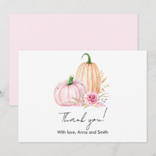 Cartão De Agradecimento Watercolor Boho Pumpkin Babyshower