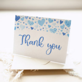 Cartão De Agradecimento Watercolor Boy Blue Hearts Namorados Swetheart