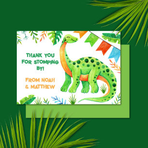 Cartão De Agradecimento Watercolor Brontosaurus Dinosaur Joint Birday