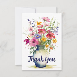 Cartão De Agradecimento Watercolor Buquê de flor selvagem Personalizado