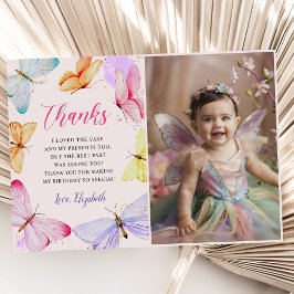 Cartão De Agradecimento Watercolor Butterfly Girl Birthday Foto