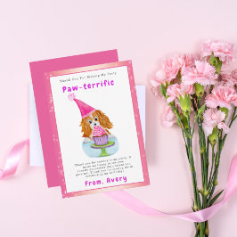 Cartão De Agradecimento Watercolor Cavalier King Charles Cupcake Birthday