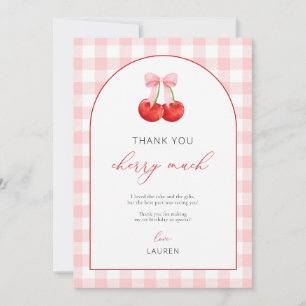 Cartão De Agradecimento Watercolor Coquette Cherry Birthday