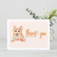 Watercolor Corgi e Peach Flowday