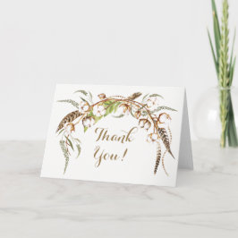 Cartão De Agradecimento Watercolor Cotton Wreath Feather Casamento Obrigad