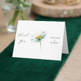 Cartão De Agradecimento Watercolor Daisy Elegant Wedding Floral
