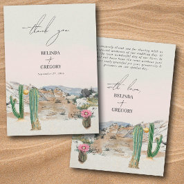 Cartão De Agradecimento Watercolor Desert Cactus Boho Wedding