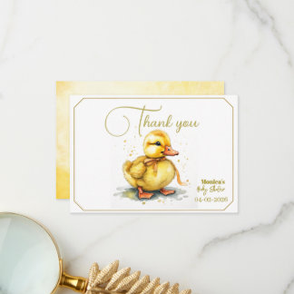 Cartão De Agradecimento Watercolor Duckling Splash Gender Neutral