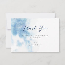 Cartão De Agradecimento Watercolor Dusty Blue Wedding Thank You Card
