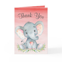 Watercolor Elephant Girl Obrigado