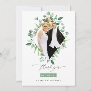 Cartão De Agradecimento Watercolor Eucalyptus Woodland Casamento Verde