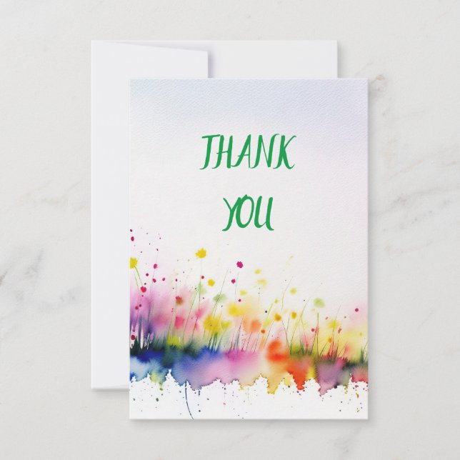 Cartão De Agradecimento Watercolor Floral Art (Frente)