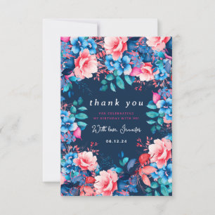 Cartão De Agradecimento Watercolor Floral Birthday Obrigado Mesa
