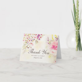 Cartão De Agradecimento Watercolor Floral Boho Vintage - Obrigado Placa No