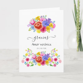 Cartão De Agradecimento Watercolor Floral Espanhol Fiesta Quinceañera Foto