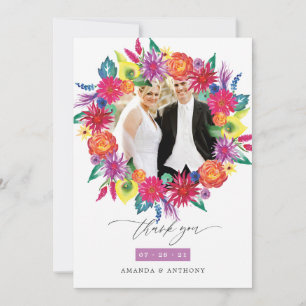 Cartão De Agradecimento Watercolor Floral Fiesta Wedding Foto